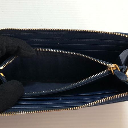  PRADA プラダ L字ファスナー長財布 PRADA サフィアーノ  ネイビー