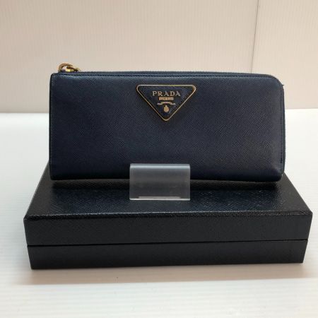  PRADA プラダ L字ファスナー長財布 PRADA サフィアーノ  ネイビー