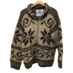 □□ Kanata メンズ カーディガン ジップカウチンニット SIZE 不明 ブラウン Bランク