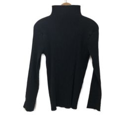 □□ ISSEY MIYAKE イッセイミヤケ レディースプリーツタートルネックカットソーSIZE M    IM74-FJ907 ブラック Bランク