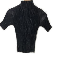 □□ ISSEY MIYAKE イッセイミヤケ レディースプリーツタートルネックカットソー SIZE M   IM82-FJ643 ブラック Bランク