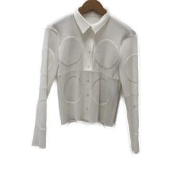 □□ ISSEY MIYAKE イッセイミヤケ レディースプリーツシャツ サイズM IM84-FJ918 ホワイト Bランク