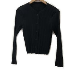 □□ ISSEY MIYAKE イッセイミヤケ レディースプリーツカーディガン SIZE M IM82-FD907 ブラック Bランク