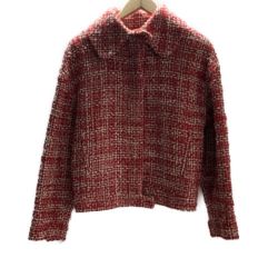 □□ HERNO レディース ツイードジャケット 40(S) レッド Bランク