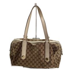 □□ GUCCI グッチ GGキャンバス　ミニボストン　ボストンバッグ　キャンバス×レザー 154180 214397 Cランク