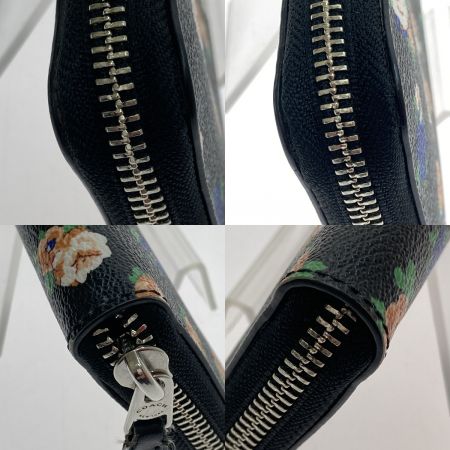 COACH コーチ ラウンドファスナー長財布 花柄  F57649 ブラック