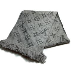 □□ LOUIS VUITTON ルイヴィトン エシャルプ・ロゴマニア　モノグラム グレー Bランク