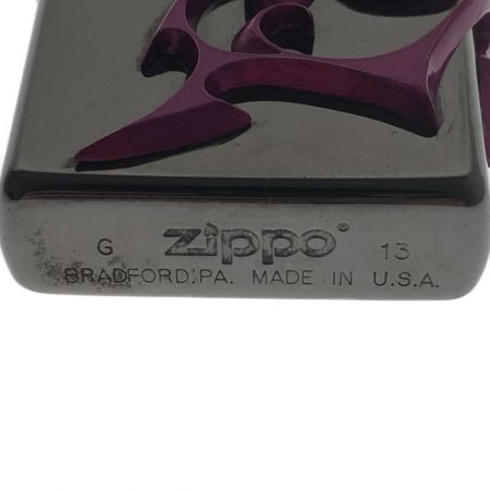   雑貨 ライター ZIPPO 3面蝶メタル BK×PU