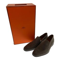 □□ HERMES エルメス 靴　ローファー　サイズ41 グレー Bランク