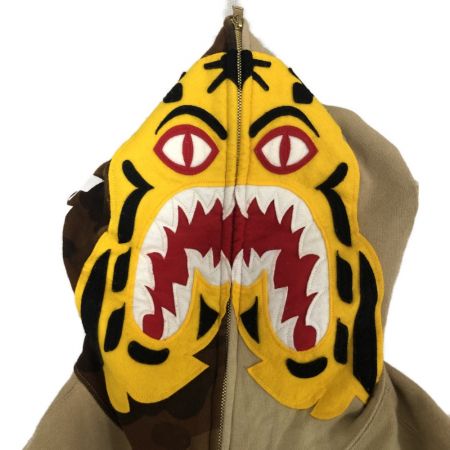  A BATHING APE アベイシングエイプ メンズ衣料 パーカー TIGER FULL ZIP HOODIE  SIZE M ベージュ