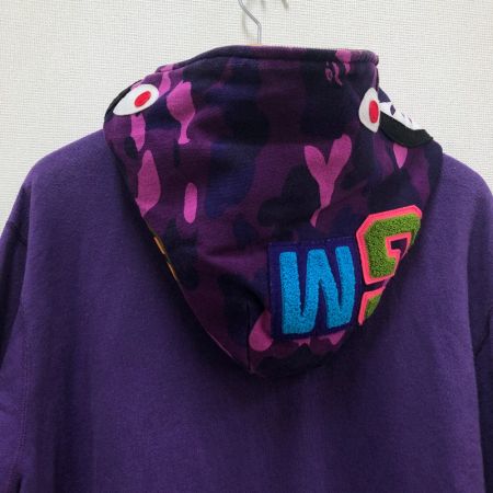  A BATHING APE アベイシングエイプ メンズ衣料 パーカー シャークパーカー  SIZE M パープル