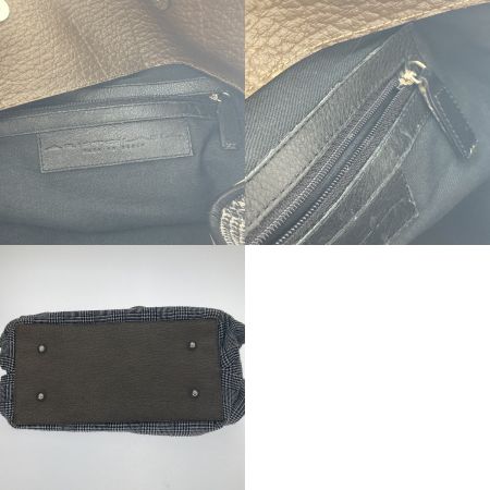  ARISTOLASIA ハンドバッグ ブラック×ホワイト×ブラウン