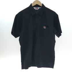 □□ BEN DAVIS ベンデイビス 半袖 ハーフジップワークシャツ Mサイズ ブラック Bランク