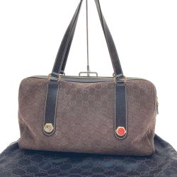 □□ GUCCI グッチ ミニボストン　スエード生地 154180 214397 ブラウン Bランク