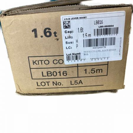  KITO キトー レバーブロックＬ５形　定格荷重１．６ｔ　標準揚程１．５ｍ LB016