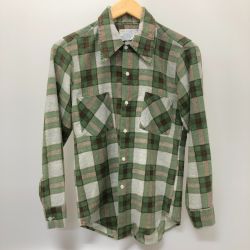 □□ 70s J.C.PENNY ジェイシーペニー チェック柄シャツ Mサイズ グリーン×ブラウン×グレー Bランク