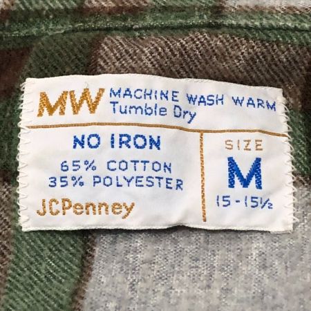  70s J.C.PENNY ジェイシーペニー チェック柄シャツ Mサイズ グリーン×ブラウン×グレー
