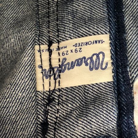  60s Wrangler メンズ衣料 ジーンズ デニムパンツ  GRIPPER ZIPPER  SIZE W29×L29 インディゴ(濃紺)