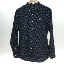 □□ FRED PERRY フレッドペリ ポルカドット 長袖シャツ Mサイズ F4359 ネイビー Bランク