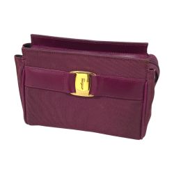 □□ Salvatore Ferragamo サルヴァトーレフェラガモ ヴァラリボン コスメポーチ 本体のみ パープル Bランク