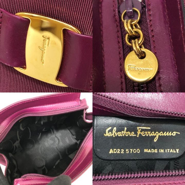 Salvatore Ferragamo サルヴァトーレフェラガモ ヴァラリボン コスメポーチ 本体のみ パープル｜中古｜なんでもリサイクルビッグバン