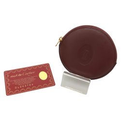 □□ Cartier カルティエ マストライン ラウンド コインケース 小銭入れ L3000111 ボルドー Bランク