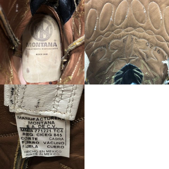 MONTANA モンタナ ウェスタンブーツ SIZE 7 1/2E ブラック×イエロー