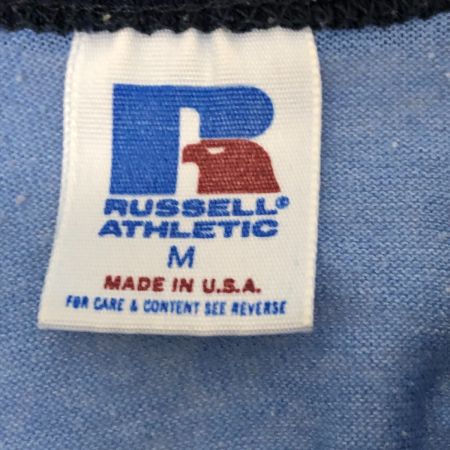  80~90s RUSSELL カットソー 7分袖カットソー SIZE M 古着 スヌーピー ネイビー×スカイブルー