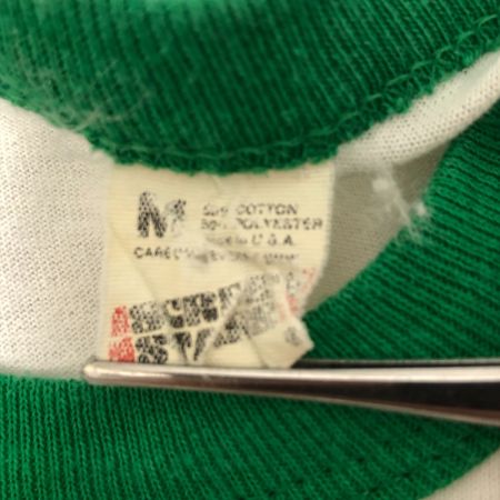  80s SCREEN STARS カットソー 7分袖カットソー SIZE M ウッドペッカー 古着 ホワイト x グリーン