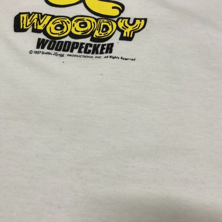  80s SCREEN STARS カットソー 7分袖カットソー SIZE M ウッドペッカー 古着 ホワイト x グリーン