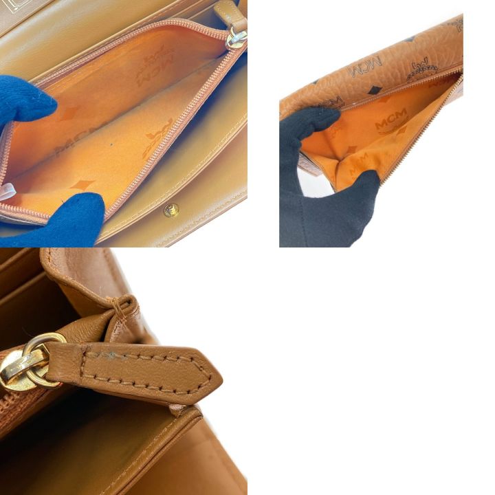 MCM エムシーエム 三つ折り長財布 コニャック ヴィセトス PVC