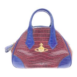 □□ Vivienne Westwood ヴィヴィアン・ウエストウッド バッグ　ANGLOMANIA 型押しクロコ ワインレッド×ブルー Aランク