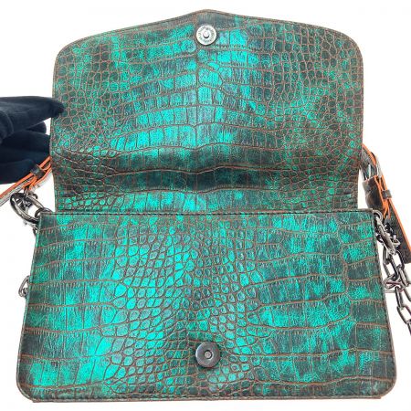  Vivienne Westwood ヴィヴィアン・ウエストウッド ハンドバッグ　クロコ型押し グリーン×オレンジ