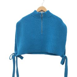 □□ MAISON SPECIAL レディース衣料 シャツ ハーフジップショートベスト サイズF  タグ付 ブルー Aランク