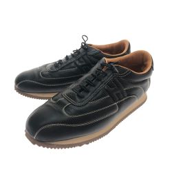 □□ HERMES エルメス 靴 スニーカー レザースニーカー 42 1/2 ブラック Aランク