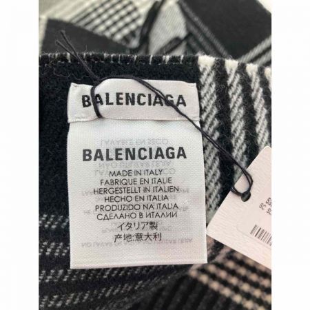 中古】 BALENCIAGA バレンシアガ タータンチェック ロゴ ストール