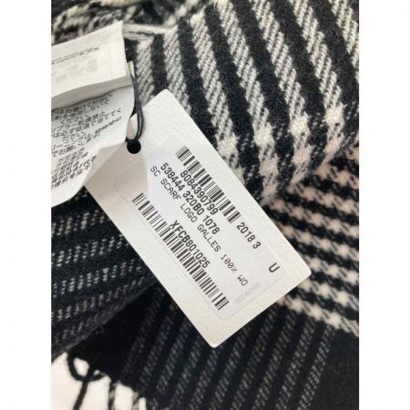  BALENCIAGA バレンシアガ タータンチェック ロゴ　ストール グレー