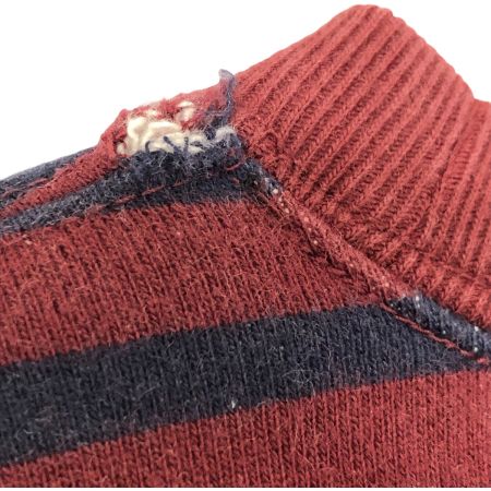  FAT エフエーティ スウェット HORIZONAL SKINNY(L) ダメージ有 ボーダー F31920-SW04-AB ワインレッド×ネイビー