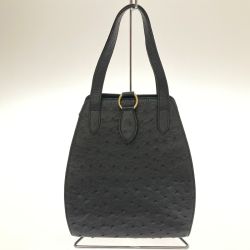 □□ GONDOLA ハンドバッグ　オーストリッチ 0-6673-001 ブラック Bランク