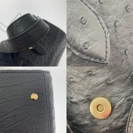  GONDOLA ハンドバッグ　オーストリッチ 0-6673-001 ブラック