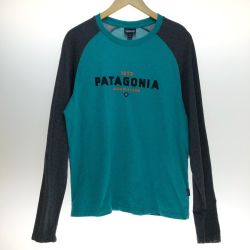 □□ Patagonia パタゴニア 長袖Tシャツ Mサイズ 39484SP17 グリーン×グレー Bランク