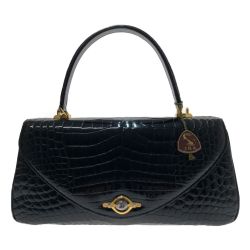 □□  ハンドバッグ ワニ革　JRAタグ付き ブラック Bランク