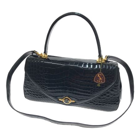   ハンドバッグ ワニ革　JRAタグ付き ブラック