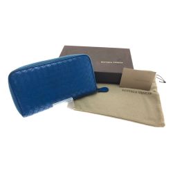 □□ BOTTEGA VENETA ボッテガヴェネタ 長財布　イントレチャート ブルー Cランク
