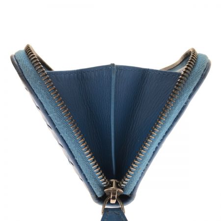 BOTTEGA VENETA ボッテガヴェネタ 長財布　イントレチャート ブルー