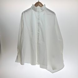 □□ Antiqua アンティカ プリーツハイネックシャツ ブラウス Freeサイズ AKP-00028 ホワイト Sランク