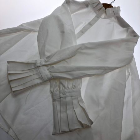  Antiqua アンティカ プリーツハイネックシャツ ブラウス Freeサイズ AKP-00028 ホワイト