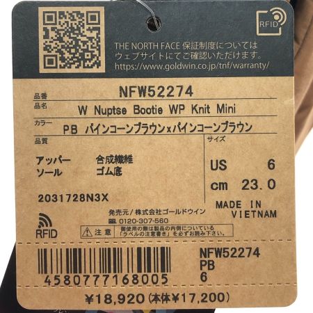  THE NORTH FACE ザノースフェイス ヌプシブーティ ウォータープルーフ ニット 23cm NFW52274 ブラウン