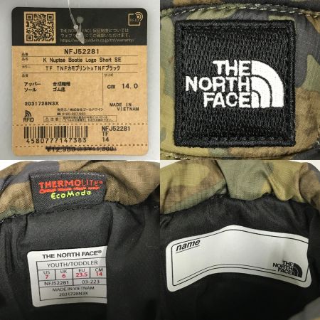  THE NORTH FACE ザノースフェイス キッズ ブーツ 14cm K Nuptse Bootie Logo Short SE  NFJ52281 TF カモプリント×ブラック