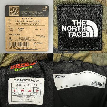  THE NORTH FACE ザノースフェイス キッズ ブーツ 17cm K Nuptse Bootie Logo Short SE  NFJ52281 TF カモプリント×ブラック